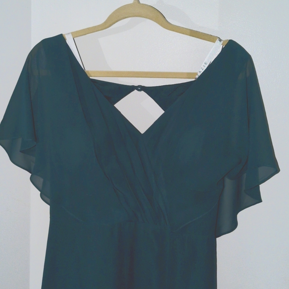 Azazie Rylee Green bridesmaids dress